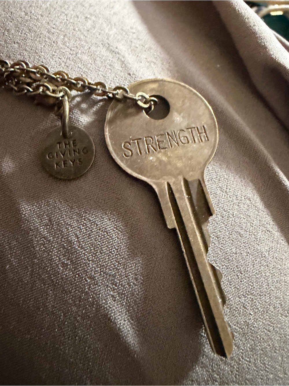 The Giving Keys Strength Key Necklace - Antique Brass Finish